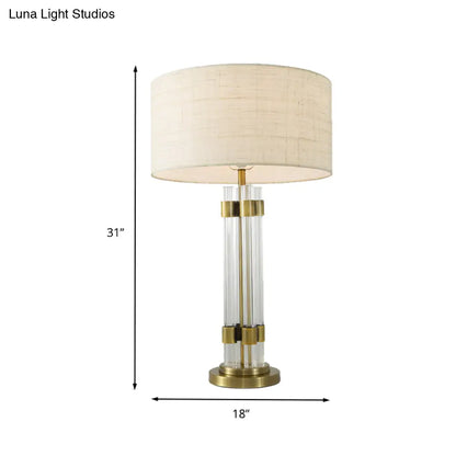 مصباح مكتبي معاصر من الكريستال الأبيض: مصباح طاولة أنيق بمصباح واحد لغرفة المعيشة