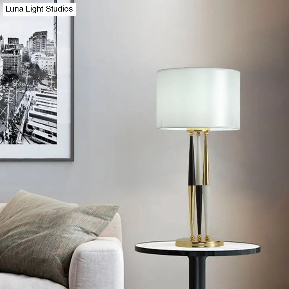 Contemporary White Desk Lamp with Fabric Shade - Perfect for Living Room or Table