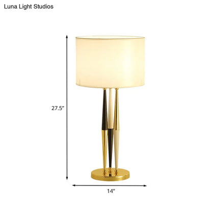 Contemporary White Desk Lamp with Fabric Shade - Perfect for Living Room or Table