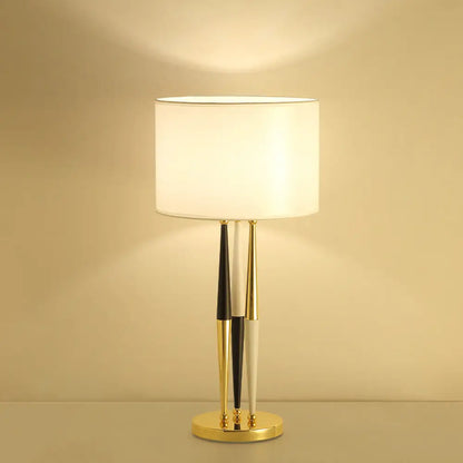 Contemporary White Desk Lamp with Fabric Shade - Perfect for Living Room or Table