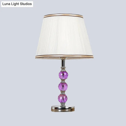 Contemporary White Desk Lamp with Purple Crystal Ball Accent - Flare Table Lamp
