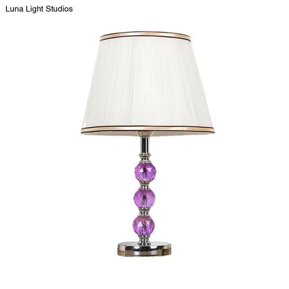 Contemporary White Desk Lamp with Purple Crystal Ball Accent - Flare Table Lamp