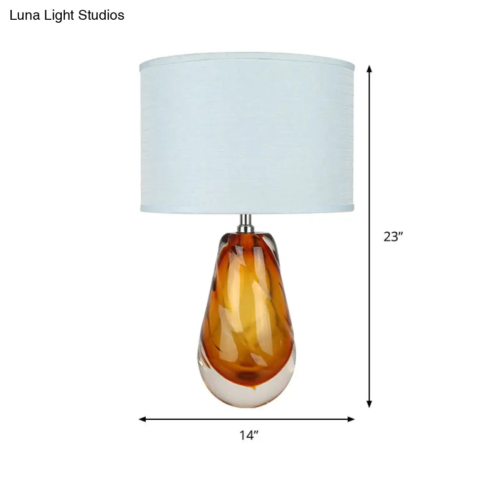 مصباح طاولة جانبية أسطواني أبيض معاصر مع لمسة من كريستال K9 - مثالي لغرفة النوم