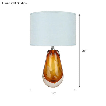 مصباح طاولة جانبية أسطواني أبيض معاصر مع لمسة من كريستال K9 - مثالي لغرفة النوم