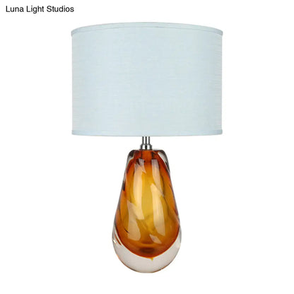 مصباح طاولة جانبية أسطواني أبيض معاصر مع لمسة من كريستال K9 - مثالي لغرفة النوم