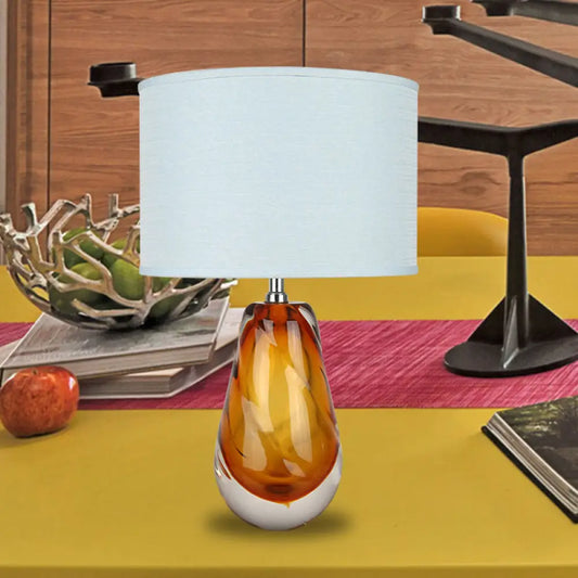 Contemporary White Drum Nightstand Light with K9 Crystal Accent - Ideal for Bedroom