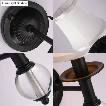 DecorBites™ DecorBites™ Contemporary White Fabric Bell Wall Sconce: 1 Light Crystal Ball Wall Lamp, Black
