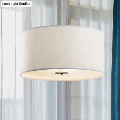 Contemporary White Fabric LED Cylinder Pendant Lamp - 16"/19.5"/23.5" Dia