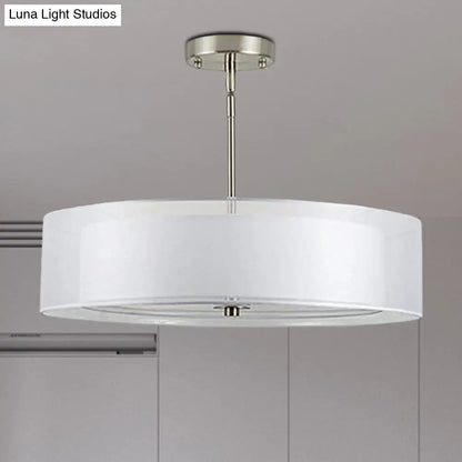 Contemporary White Fabric LED Cylinder Pendant Lamp - 16"/19.5"/23.5" Dia