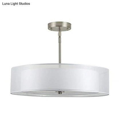 Contemporary White Fabric LED Cylinder Pendant Lamp - 16"/19.5"/23.5" Dia