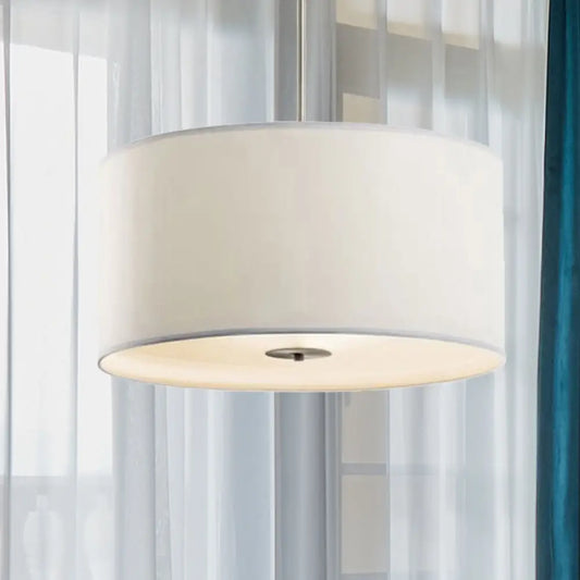 Contemporary White Fabric LED Cylinder Pendant Lamp - 16"/19.5"/23.5" Dia