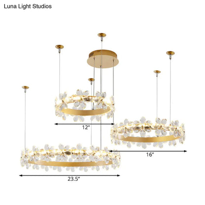 ثريا جارلاند بيضاء معاصرة: وحدة إضاءة معلقة من الكريستال LED (2/3 مصابيح) باللون الأبيض/الدافئ