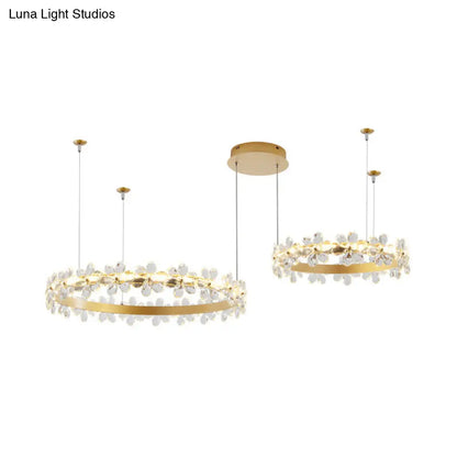 ثريا جارلاند بيضاء معاصرة: وحدة إضاءة معلقة من الكريستال LED (2/3 مصابيح) باللون الأبيض/الدافئ