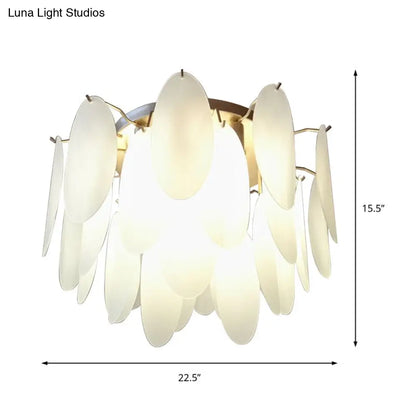 Lámpara de techo DecorBites™ contemporánea con forma de pluma y pantalla de cristal blanco - 22,5"/28" de ancho - 6 luces para sala de estar