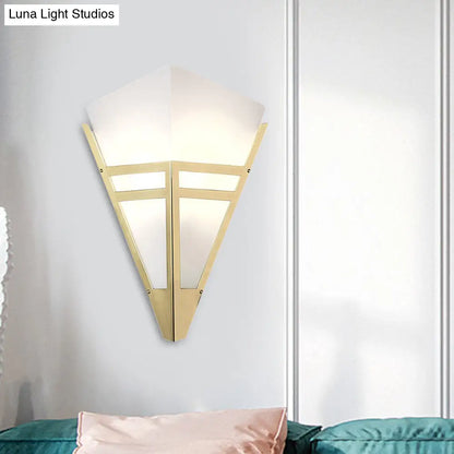 DecorBites™ DecorBites™ Contemporary White Glass Gold Sconce with Tapered Design and 1 Bulb