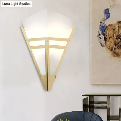 DecorBites™ DecorBites™ Contemporary White Glass Gold Sconce with Tapered Design and 1 Bulb