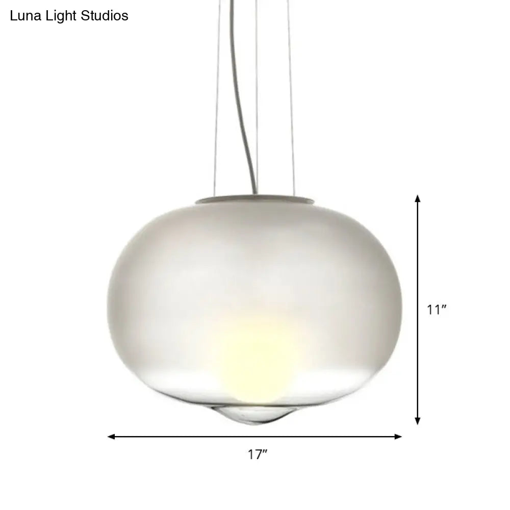 Contemporary White Glass Orb Pendant Light for Kitchen - 1 Head Ceiling Lamp, 12.5"/17" Wide