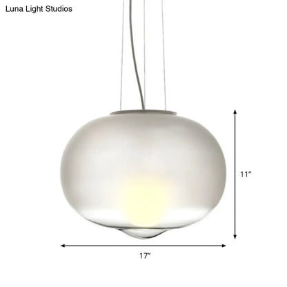 Contemporary White Glass Orb Pendant Light for Kitchen - 1 Head Ceiling Lamp, 12.5"/17" Wide