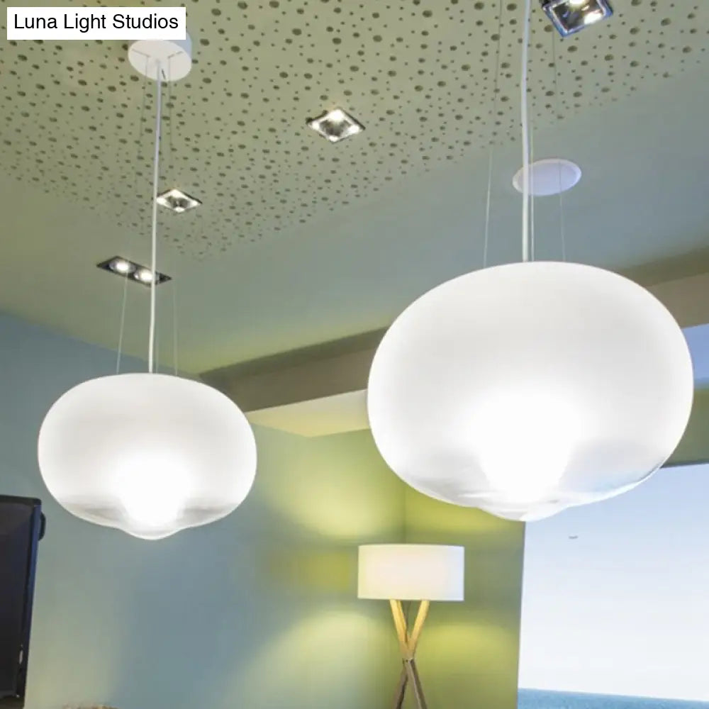 Contemporary White Glass Orb Pendant Light for Kitchen - 1 Head Ceiling Lamp, 12.5"/17" Wide