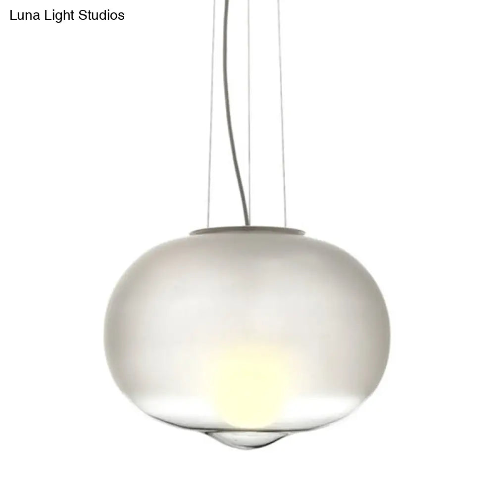 Contemporary White Glass Orb Pendant Light for Kitchen - 1 Head Ceiling Lamp, 12.5"/17" Wide