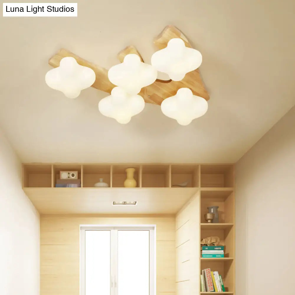 DecorBites™ DecorBites™ Contemporary White Glass Plum Blossom Flush Mount Ceiling Light for Kids Bedroom