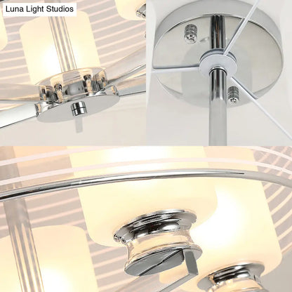 Lámpara de techo semiempotrada DecorBites™ contemporánea de cristal blanco - 4 luces, estructura cromada con pantalla de cristal.