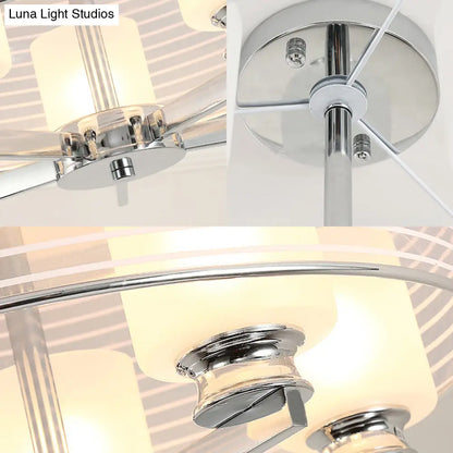 Lámpara de techo semiempotrada DecorBites™ contemporánea de cristal blanco - 4 luces, estructura cromada con pantalla de cristal.