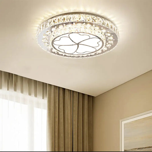 DecorBites™ DecorBites™ Contemporary White LED Crystal Flush Ceiling Light with Adjustable Brightness
