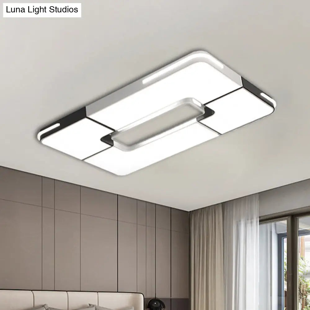 Lámpara de techo empotrada LED blanca contemporánea DecorBites™ - 49,5 cm/90 cm de ancho, lámpara acrílica para dormitorio - Luz cálida/blanca