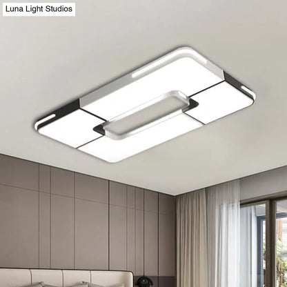 Lámpara de techo empotrada LED blanca contemporánea DecorBites™ - 49,5 cm/90 cm de ancho, lámpara acrílica para dormitorio - Luz cálida/blanca