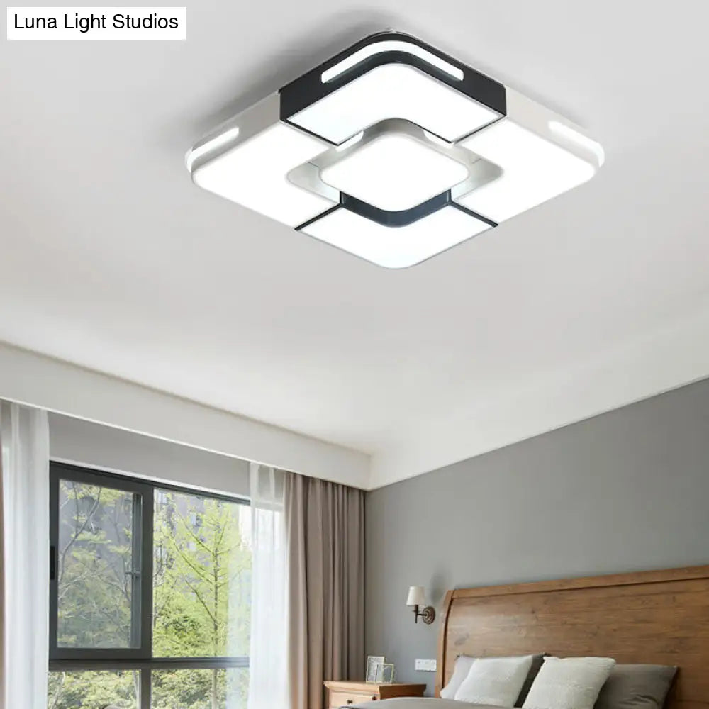 Lámpara de techo empotrada LED blanca contemporánea DecorBites™ - 49,5 cm/90 cm de ancho, lámpara acrílica para dormitorio - Luz cálida/blanca