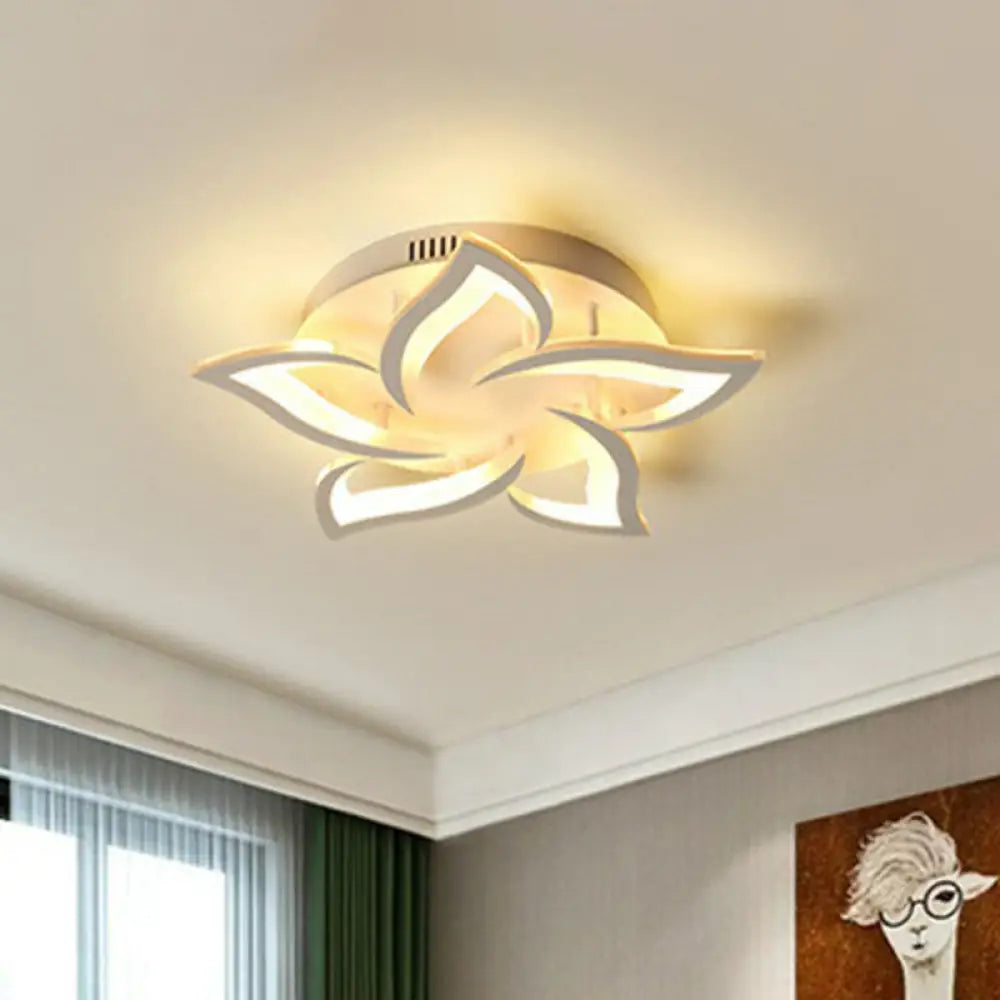 DecorBites™ DecorBites™ Contemporary White LED Flush Mount Light for Living Room - Blossom Acrylic Semi Flush Ceiling Light