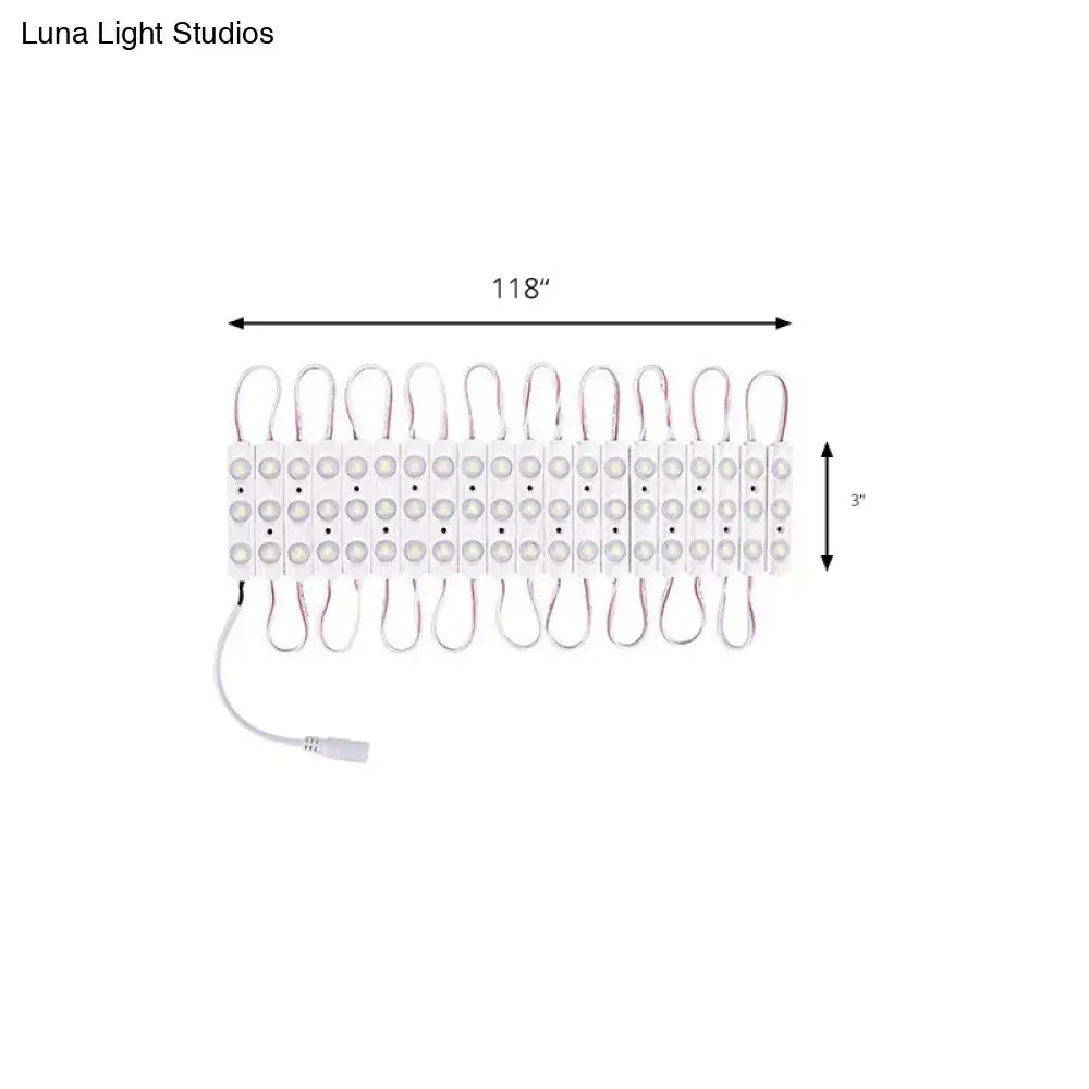 Contemporary white led vanity strip light with multiple circular bulbs and integrated wiring in plastic linear design