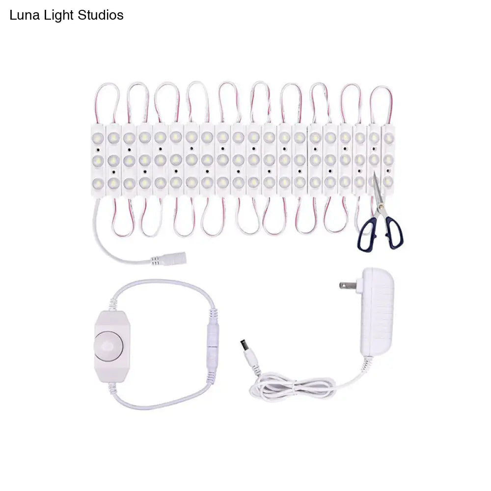 Lámpara de tocador LED blanca contemporánea DecorBites™: Iluminación lineal de plástico para maquillaje en el vestidor