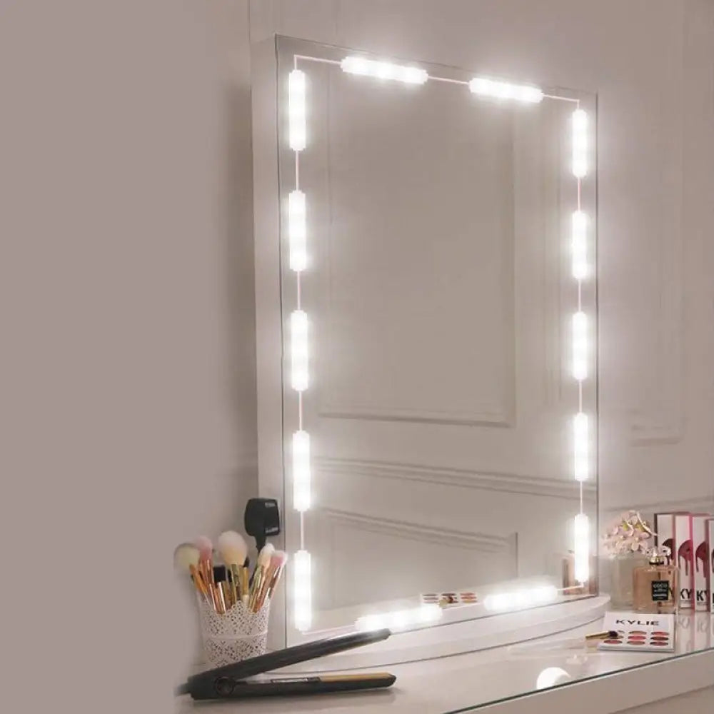Lámpara de tocador LED blanca contemporánea DecorBites™: Iluminación lineal de plástico para maquillaje en el vestidor
