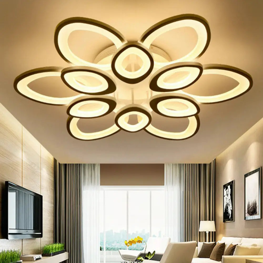 DecorBites™ DecorBites™ Contemporary White Lotus LED Flush Mount Ceiling Light - Acrylic Living Room Décor