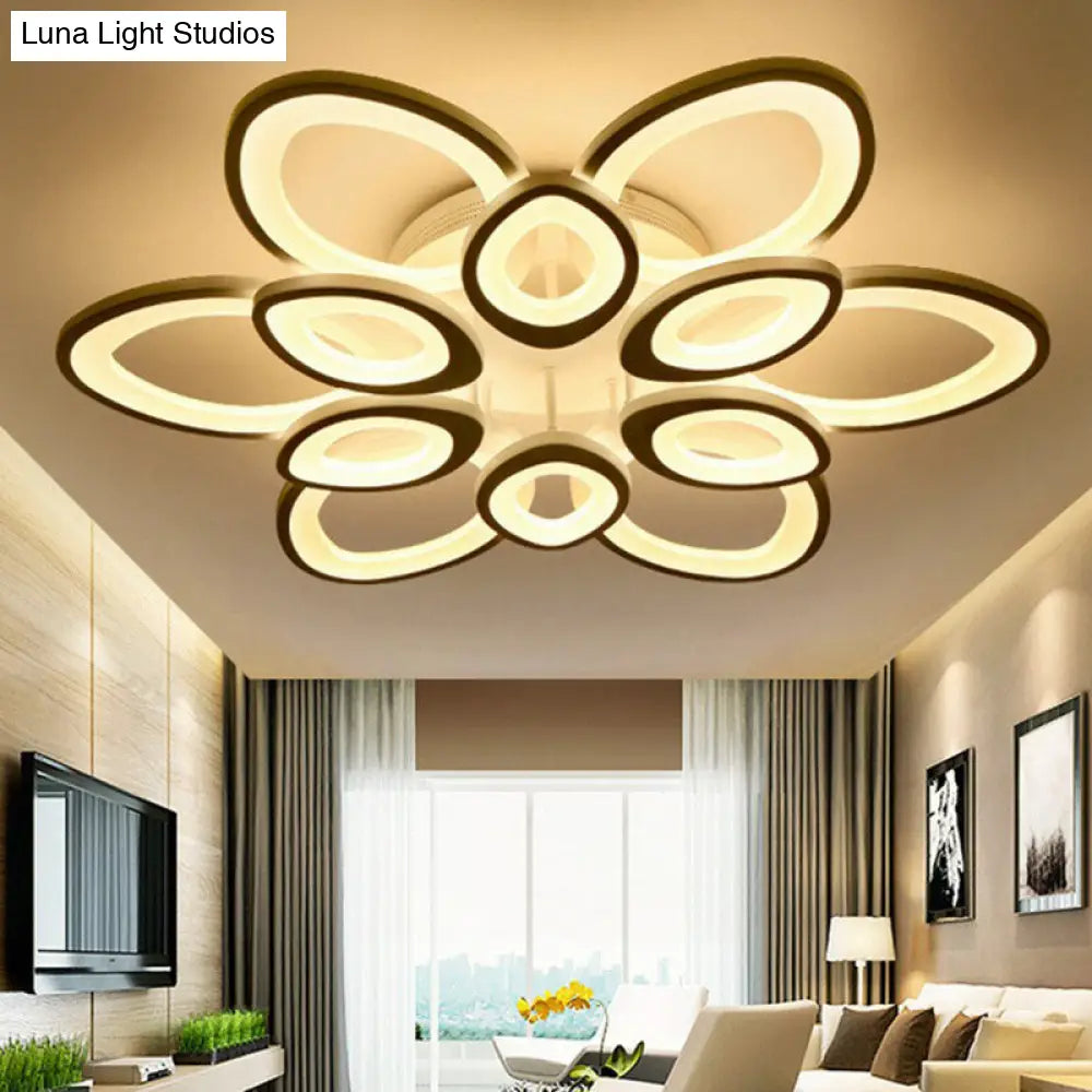 DecorBites™ DecorBites™ Contemporary White Lotus LED Flush Mount Ceiling Light - Acrylic Living Room Décor