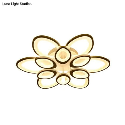 DecorBites™ DecorBites™ Contemporary White Lotus LED Flush Mount Ceiling Light - Acrylic Living Room Décor