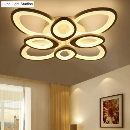 DecorBites™ DecorBites™ Contemporary White Lotus LED Flush Mount Ceiling Light - Acrylic Living Room Décor