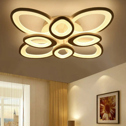 DecorBites™ DecorBites™ Contemporary White Lotus LED Flush Mount Ceiling Light - Acrylic Living Room Décor