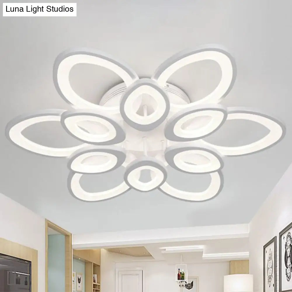 DecorBites™ DecorBites™ Contemporary White Lotus LED Flush Mount Ceiling Light - Acrylic Living Room Décor