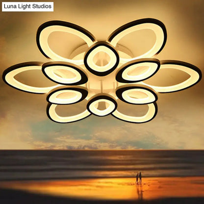 DecorBites™ DecorBites™ Contemporary White Lotus LED Flush Mount Ceiling Light - Acrylic Living Room Décor
