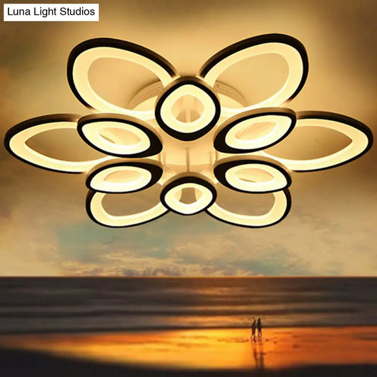 DecorBites™ DecorBites™ Contemporary White Lotus LED Flush Mount Ceiling Light - Acrylic Living Room Décor