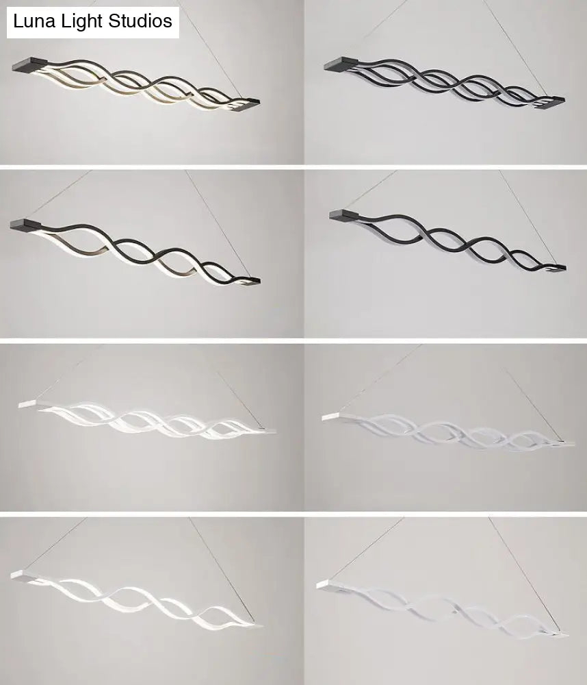 Lámpara colgante LED contemporánea DecorBites™ de metal blanco para isla de comedor - Diseño ondulado
