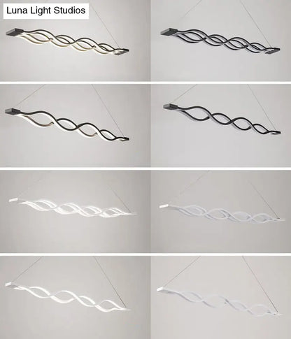 Lámpara colgante LED contemporánea DecorBites™ de metal blanco para isla de comedor - Diseño ondulado