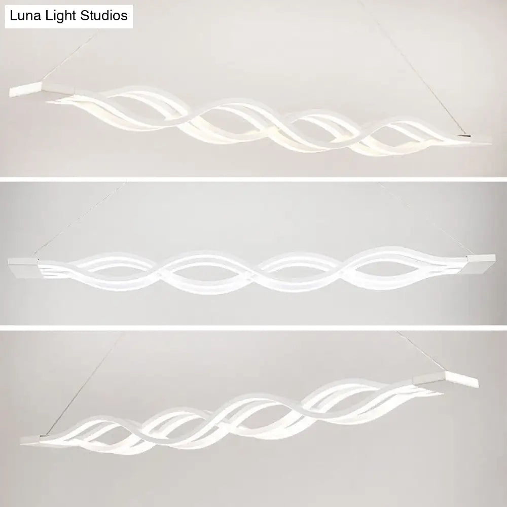 Lámpara colgante LED contemporánea DecorBites™ de metal blanco para isla de comedor - Diseño ondulado