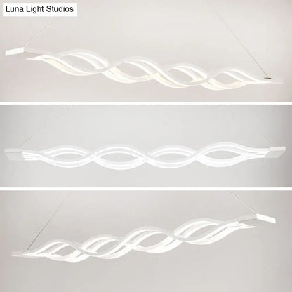 Lámpara colgante LED contemporánea DecorBites™ de metal blanco para isla de comedor - Diseño ondulado