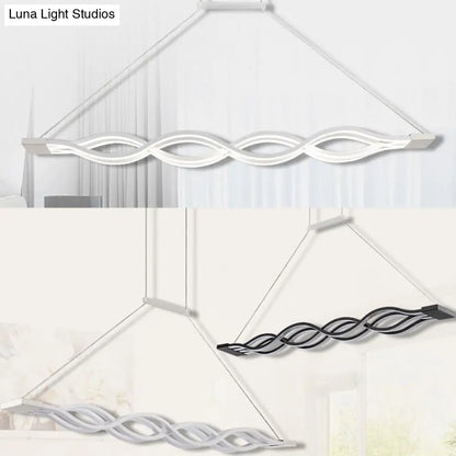 Lámpara colgante LED contemporánea DecorBites™ de metal blanco para isla de comedor - Diseño ondulado