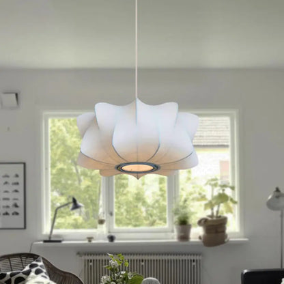 Contemporary White Propeller Hanging Light with Fabric Shade