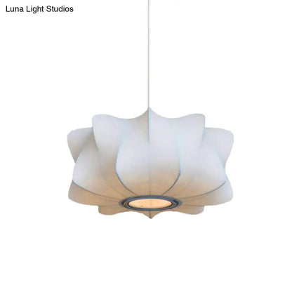 Contemporary White Propeller Hanging Light with Fabric Shade